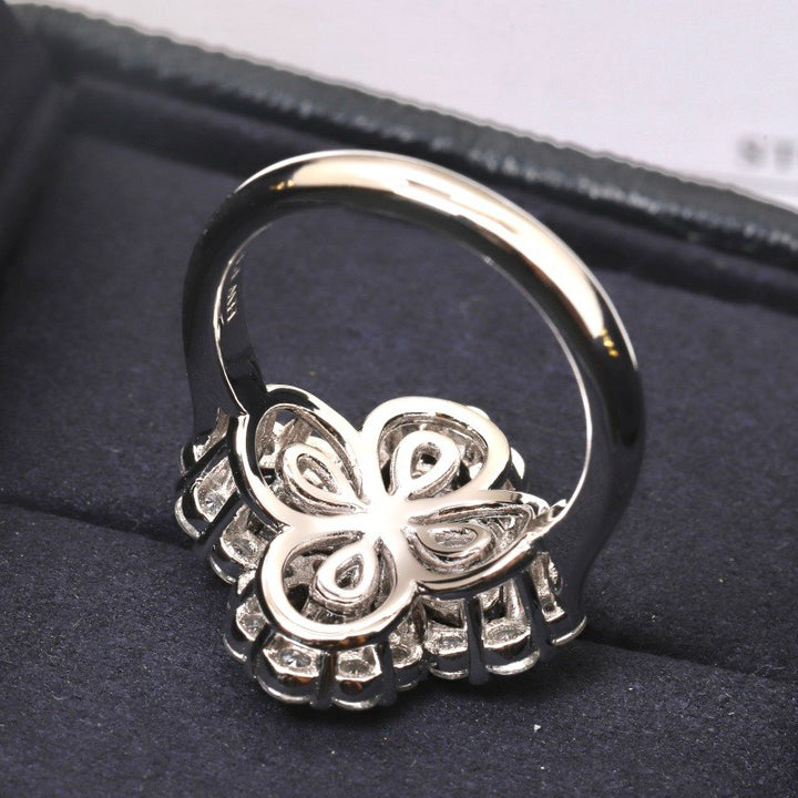 [Raffine] ANILLO DE ARO CON MOTIVO COMPLETO DE DIAMANTE, 16 MM, PLATA