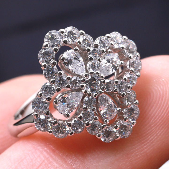 [Raffine] ANILLO DE ARO CON MOTIVO COMPLETO DE DIAMANTE, 16 MM, PLATA