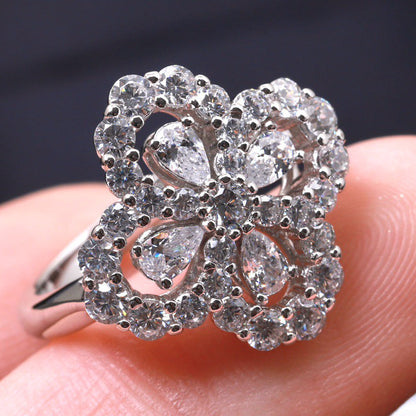 [Raffine] ANILLO DE ARO CON MOTIVO COMPLETO DE DIAMANTE, 16 MM, PLATA