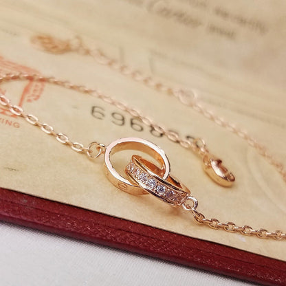 [Raffine]LOVE DOUBLE RING HALF DIAMOND BRACELET