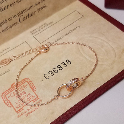 [Raffine]LOVE DOUBLE RING HALF DIAMOND BRACELET