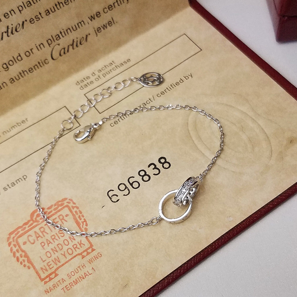 [Raffine]LOVE DOUBLE RING HALF DIAMOND BRACELET