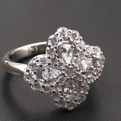 [Raffine] ANILLO DE ARO CON MOTIVO COMPLETO DE DIAMANTE, 16 MM, PLATA