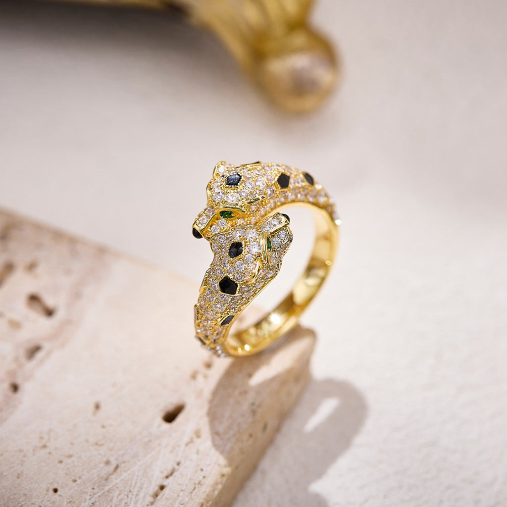[Raffine]PANTHERE DOUBLE HEADED FULL DIAMOND  RING