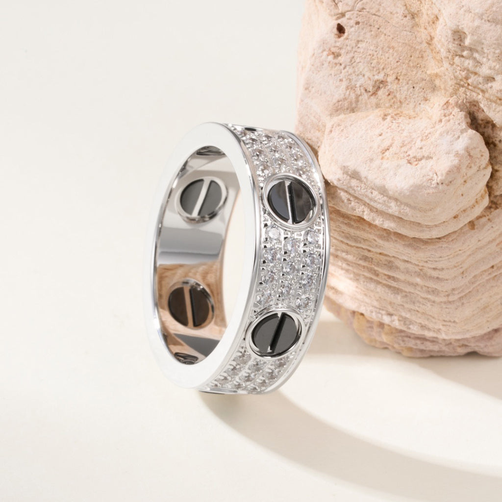 [Raffine]LOVE RING 5.5MM DIAMONDS PAVED CERAMIC