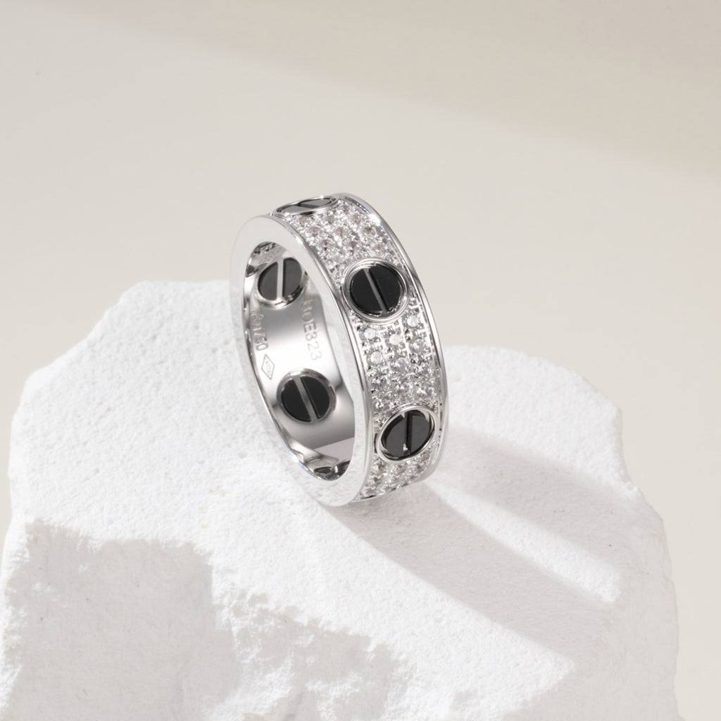 [Raffine]LOVE RING 5.5MM DIAMONDS PAVED CERAMIC