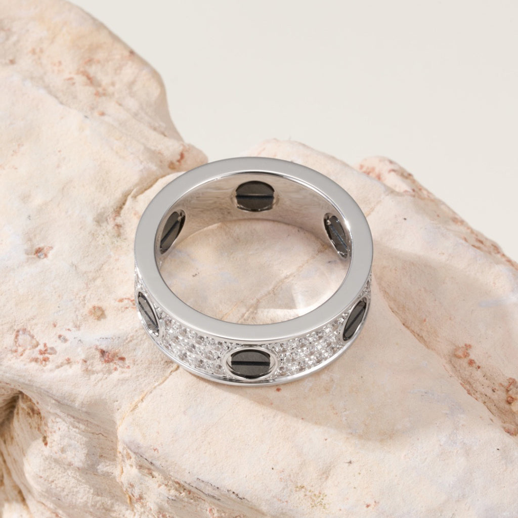 [Raffine]LOVE RING 5.5MM DIAMONDS PAVED CERAMIC