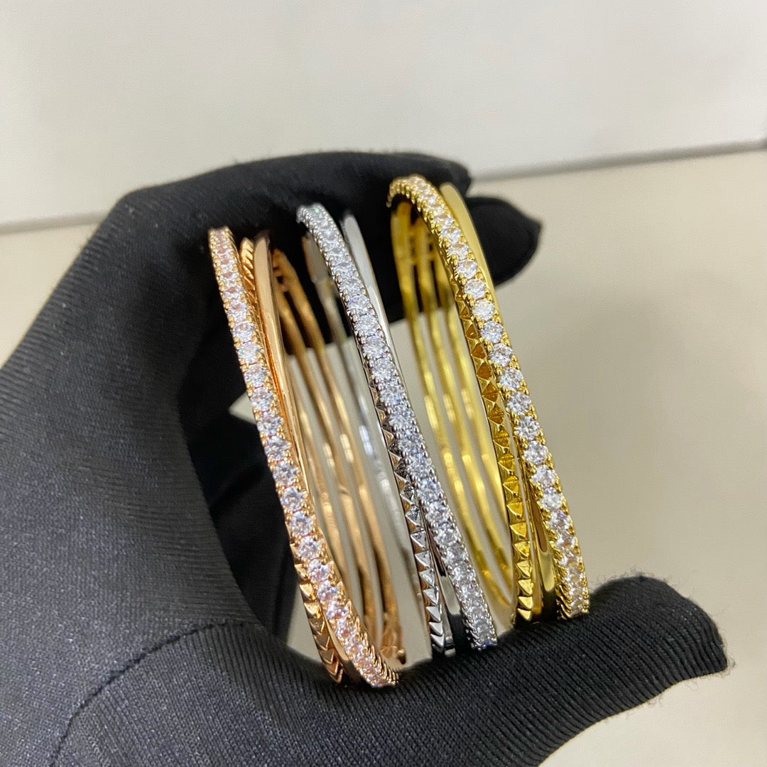 [Raffine]ETINCELLE HALF-PAVED DIAMOND BRACELET