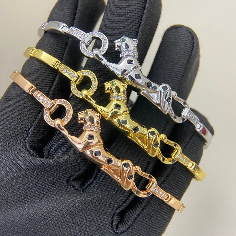 [Raffine]PANTHERE HALF DIAMOND ON CHAIN BRACELET