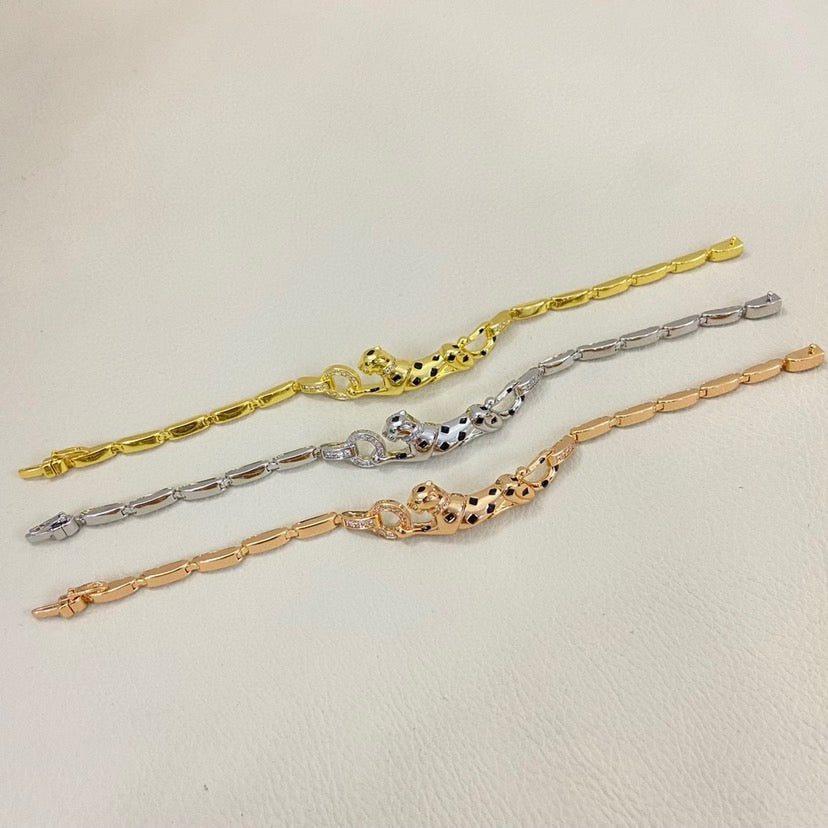 [Raffine]PANTHERE HALF DIAMOND ON CHAIN BRACELET