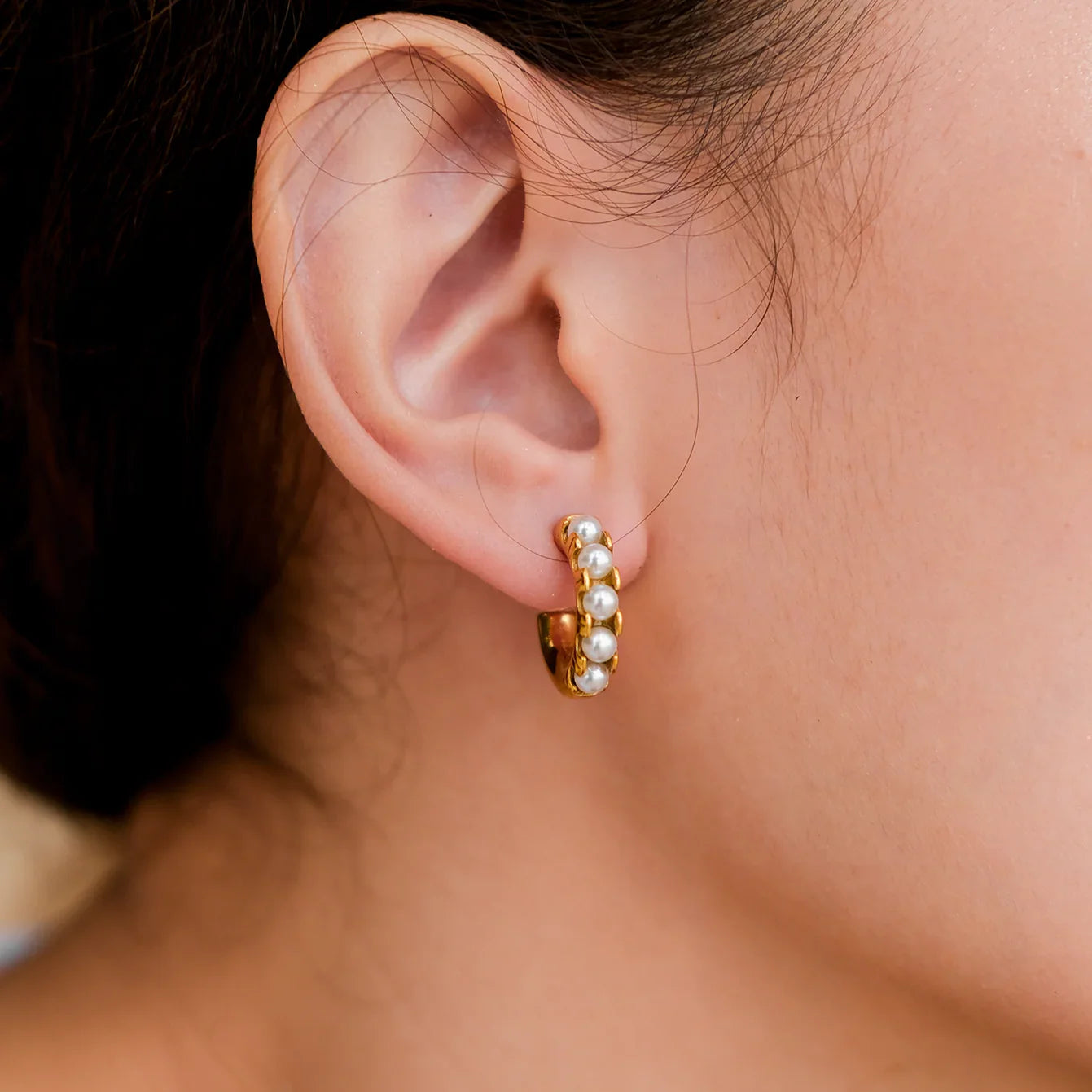 [Raffine]Irene Pearl Hoop Earrings