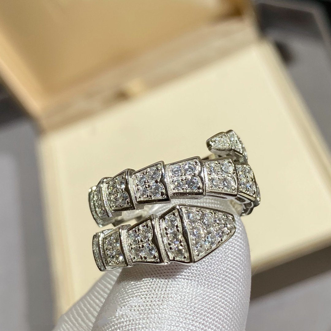 [Raffine]ANILLO DOBLE SERPENTI PLATA CON PAVÉ DE DIAMANTES