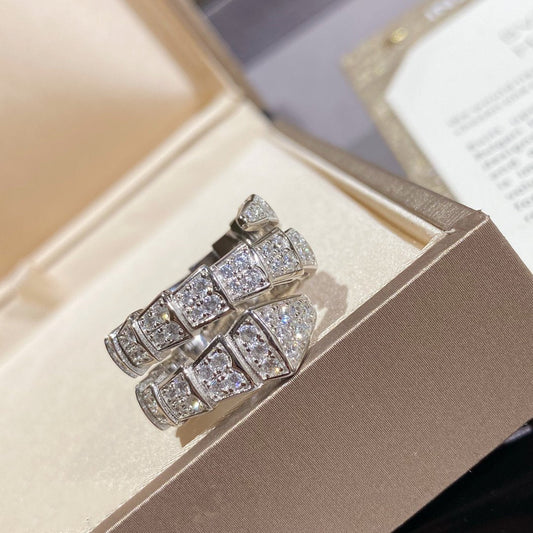 [Raffine]ANILLO DOBLE SERPENTI PLATA CON PAVÉ DE DIAMANTES