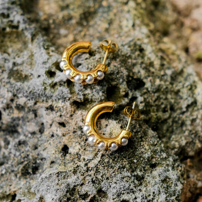 [Raffine]Irene Pearl Hoop Earrings