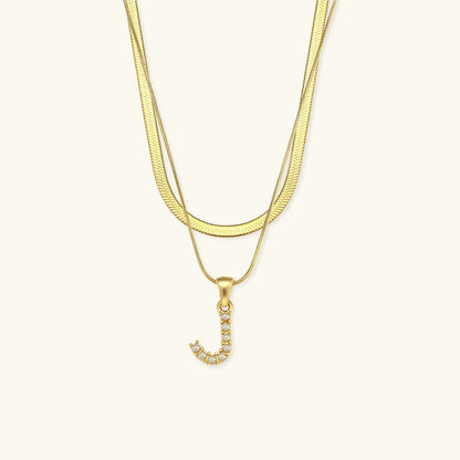 [Raffine]Fiona Layered Gold Initial Letter Necklace