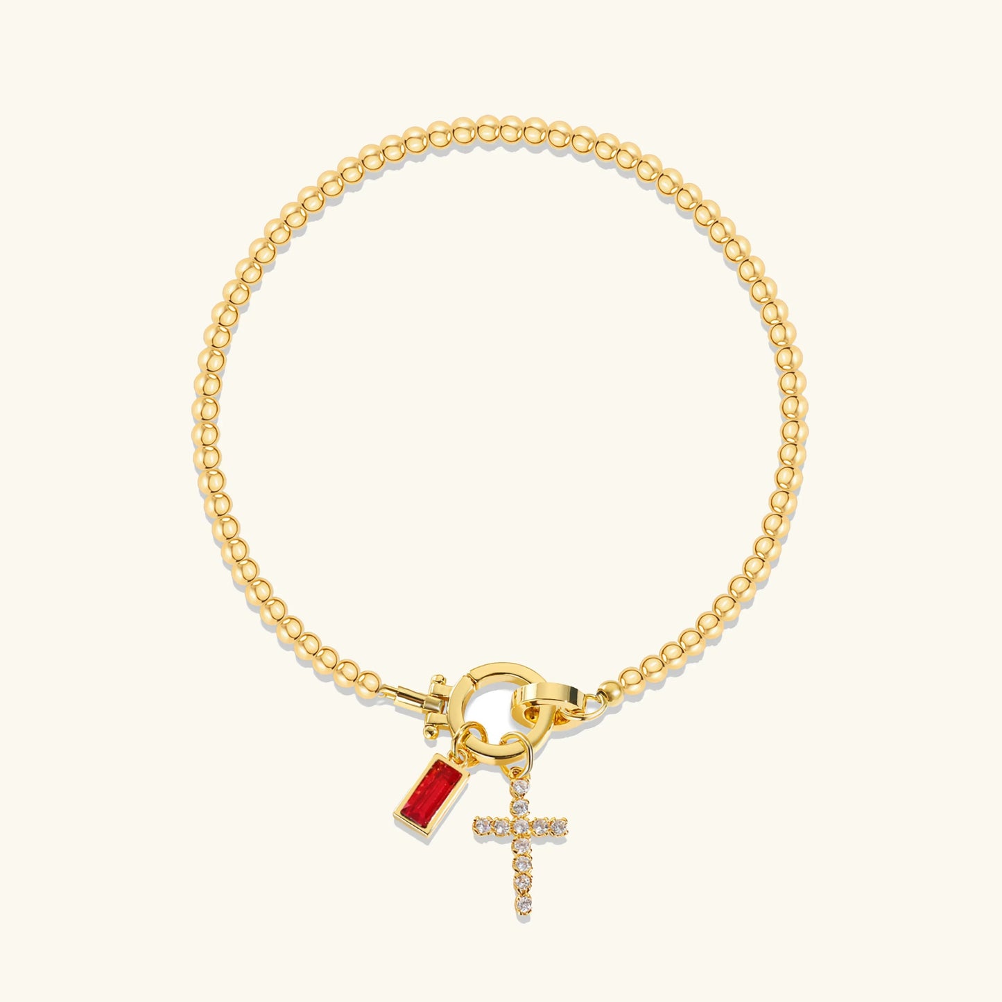 [Raffine]Amalia Birthstone Cross Bracelet