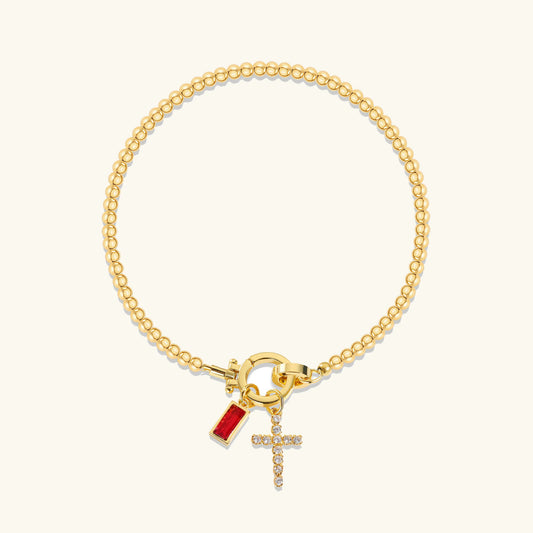 [Raffine]Amalia Birthstone Cross Bracelet