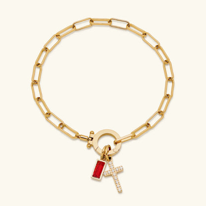[Raffine]Annabella Birthstone Cross Bracelet