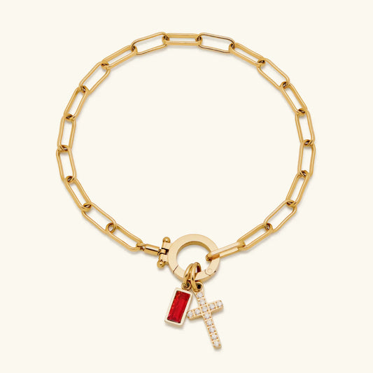 [Raffine]Annabella Birthstone Cross Bracelet