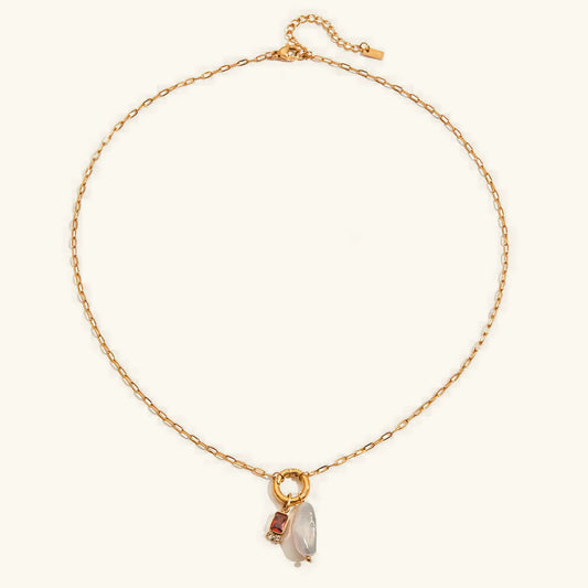 [Raffine]Caitlin Birthstone Pearl Necklace