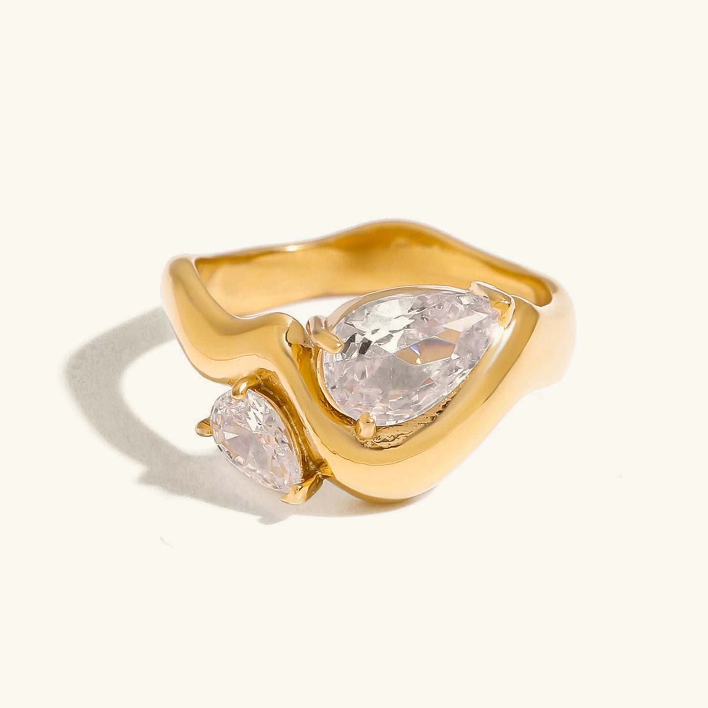 [Raffine]Soletta Diamond Teardrop Gold Ring