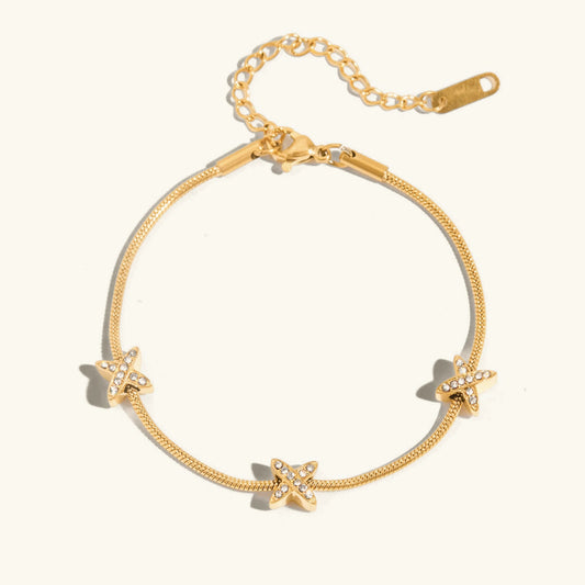 [Raffine]Brienne Diamond Cross Herringbone Bracelet