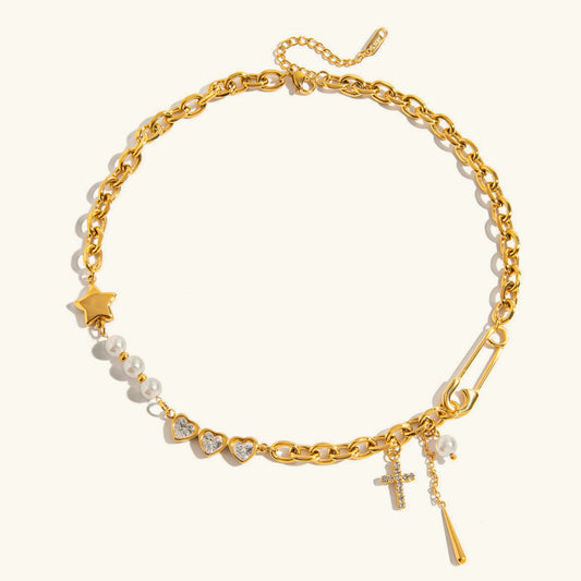 [Raffine]Zeraphine Diamond Pearl Gold Necklace