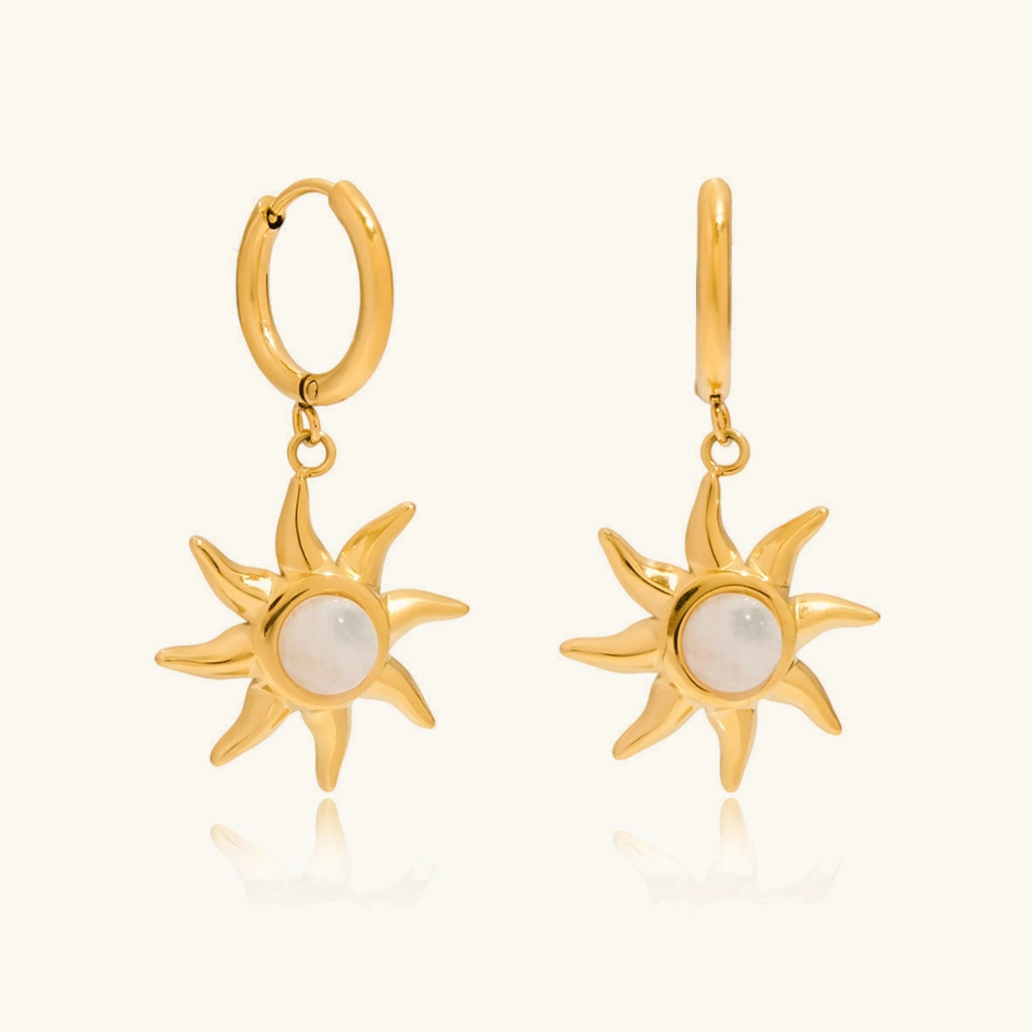 [Raffine]Helia Sun-shaped Moonstone Earrings