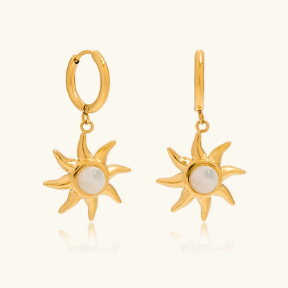 [Raffine]Helia Sun-shaped Moonstone Earrings