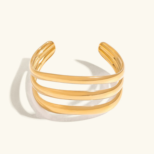 [Raffine]Meredith Triple Layer Gold Bangle