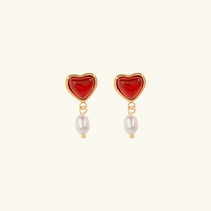 [Raffine]Sabina Pearl Heart Gold Earrings