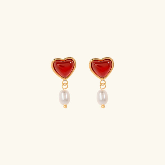[Raffine]Sabina Pearl Heart Gold Earrings