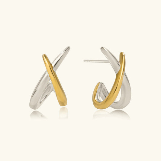 [Raffine]Julissa Two Tone Contemporary Huggies