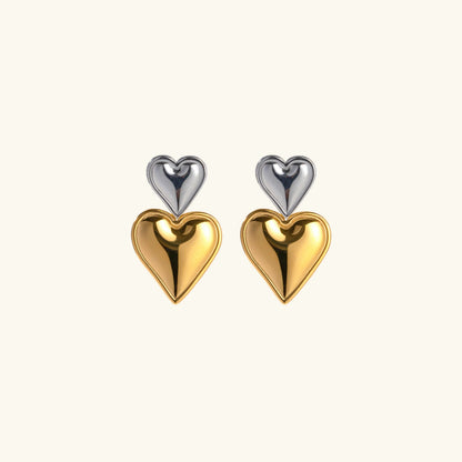 [Raffine]Zofia Two Tone Heart Earrings