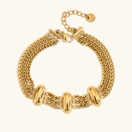 [Raffine]Kathleen Layered Chain Gold Bracelet
