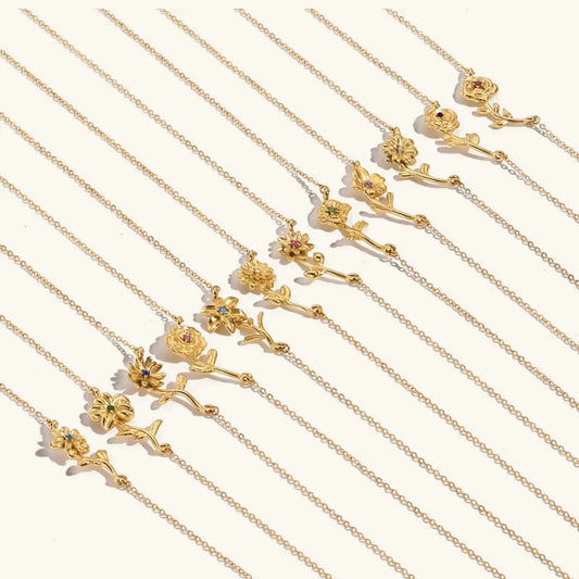 [Raffine]Maribelle Birth Flower Gold Necklace