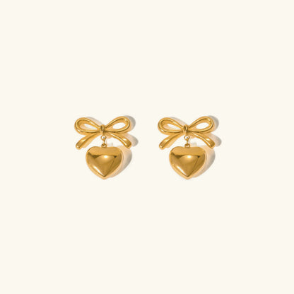 [Raffine]Rowanne French Knot Gold Heart Earrings