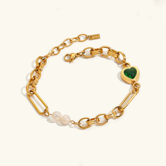 [Raffine]Melanie Emerald Pearl Bracelet