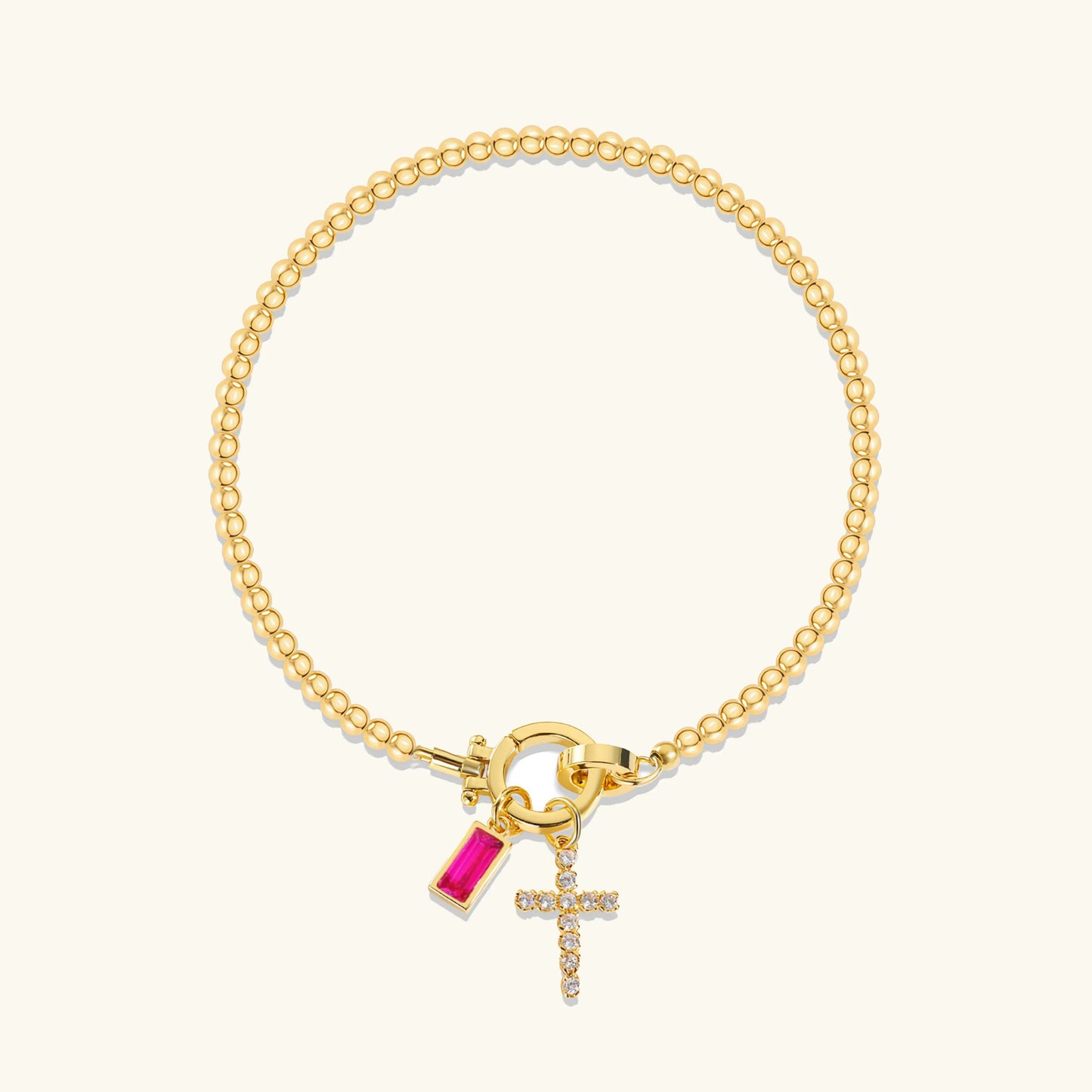 [Raffine]Amalia Birthstone Cross Bracelet