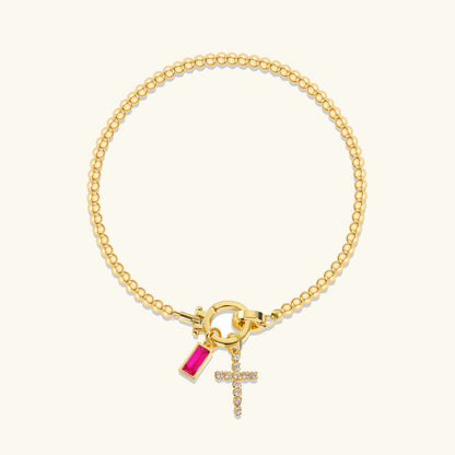 [Raffine]Amalia Birthstone Cross Bracelet