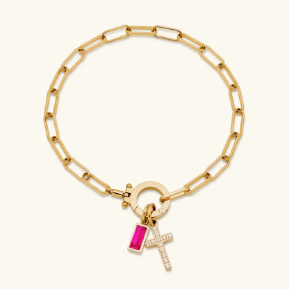 [Raffine]Annabella Birthstone Cross Bracelet