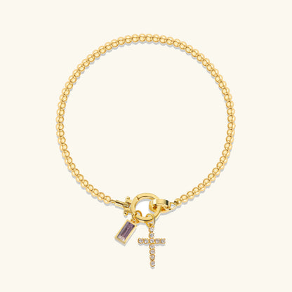 [Raffine]Amalia Birthstone Cross Bracelet