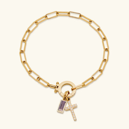 [Raffine]Annabella Birthstone Cross Bracelet