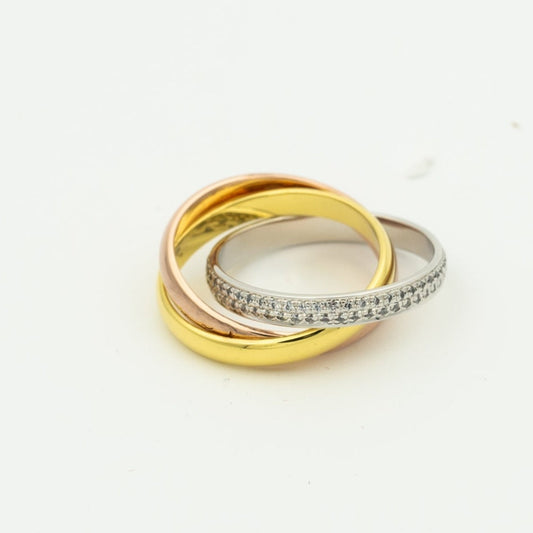 [Raffine] ANILLO TRINITY ORO ORO ROSA PLATA DIAMANTES 