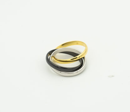 [Raffine] ANILLO TRINITY ORO NEGRO PLATA