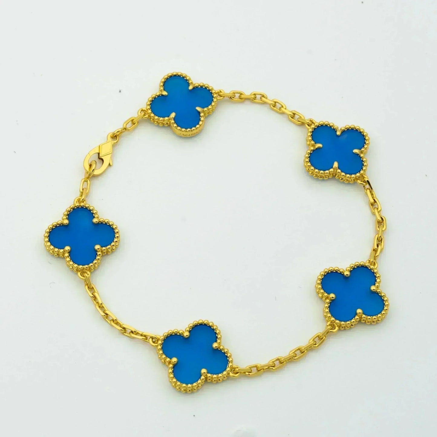 [Raffine]CLOVER 5 MOTIFS BLUE AGATE BRACELET