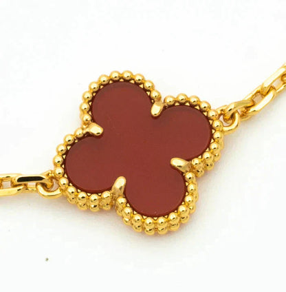 [Raffine] CLOVER 5 MOTIV ROTER KORNELIAN-ARMBAND KOLLEKTION