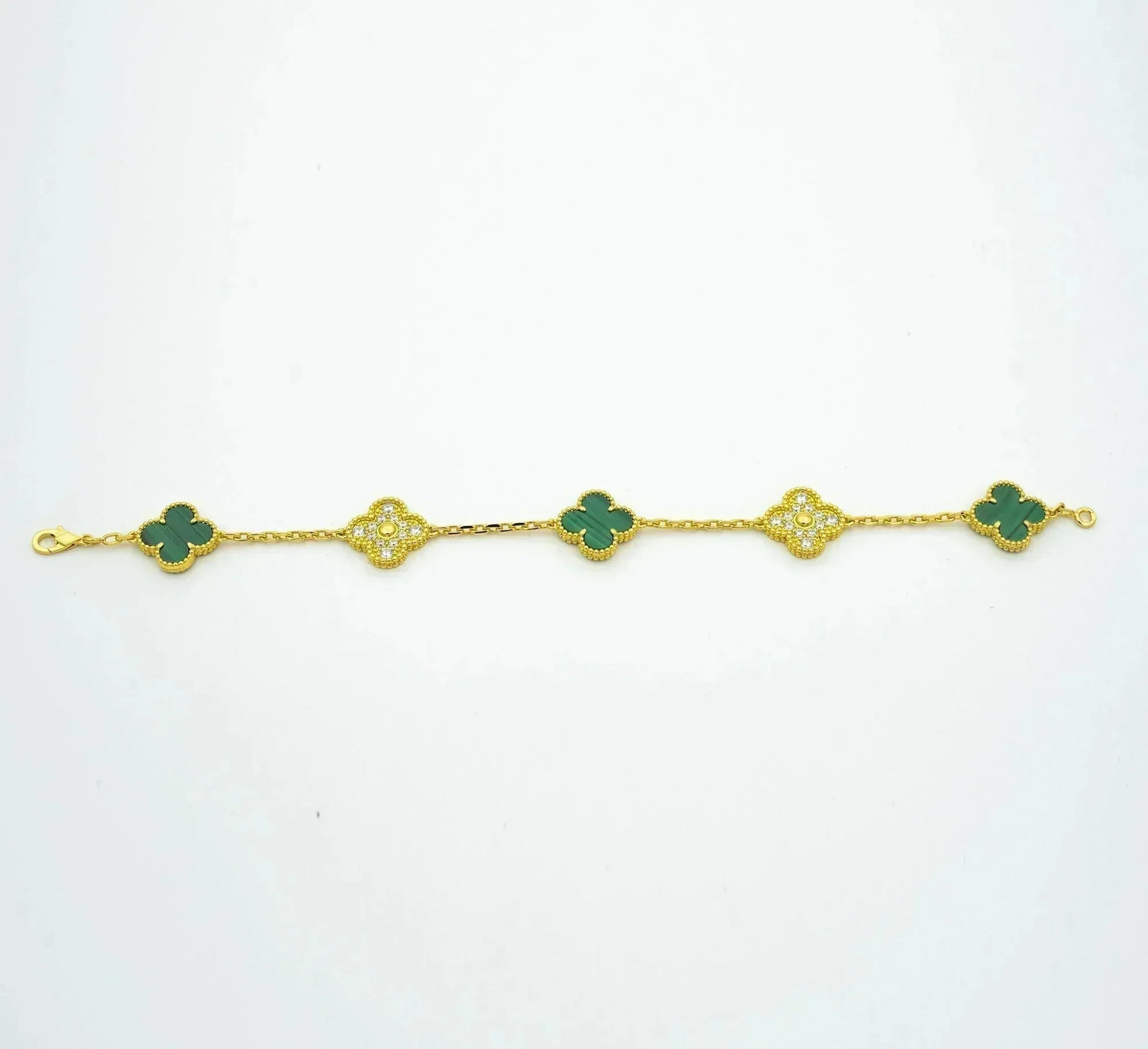 [Raffine]CLOVER  5 MOTIF MALACHITE DIAMOND BRACELET