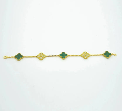 [Raffine]CLOVER  5 MOTIF MALACHITE DIAMOND BRACELET