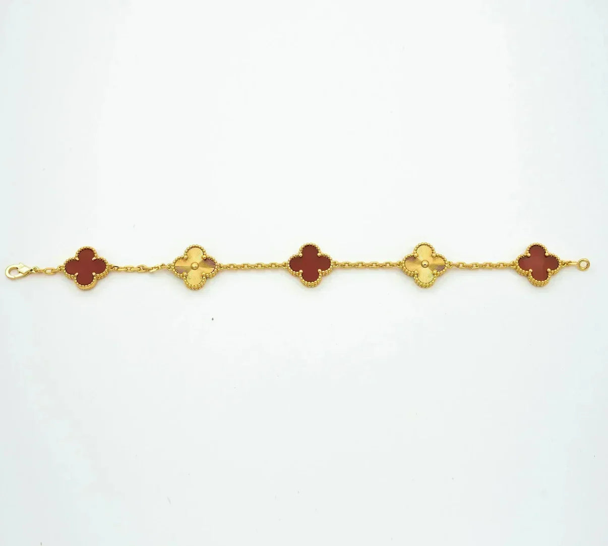 [Raffine] CLOVER 5 MOTIV ROTER KORNELIAN-ARMBAND KOLLEKTION